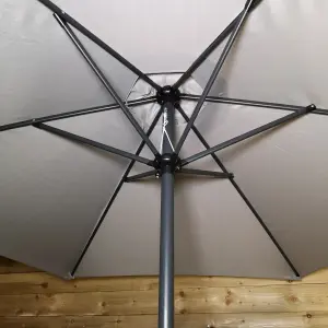 2.7m Wind Up Garden Parasol with Aluminium Shaft in Grey