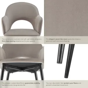 Dining Chair Sachel - padded armchair in velvet look, continuous backrest - taupe