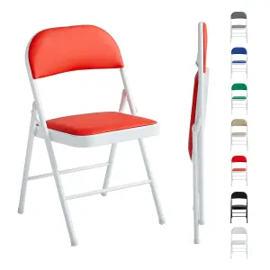 Mcc Direct Single Folding Dining Chair Metal Frame Padded Seats Red