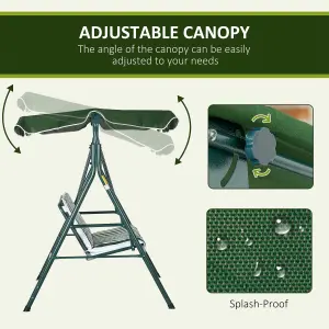 Outsunny Outdoor 3-person Porch Swing Chair with Adjustable Canopy Green