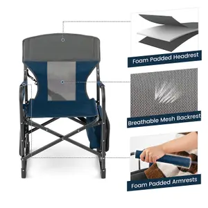 Costway Camping Directors Chair Portable Folding Camp Chair with Side Table & Cooler Bag