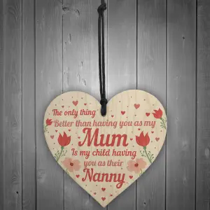 Red Ocean Mum Nanny Gifts Wooden Heart Mothers Day Gift Card New Baby Announcement Thank You Gift