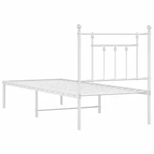 Berkfield Metal Bed Frame with Headboard White 75x190 cm