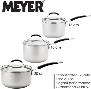 Meyer Induction Sets Silver Round Stainless Steel Induction Suitable Cookware Set Pack of 5