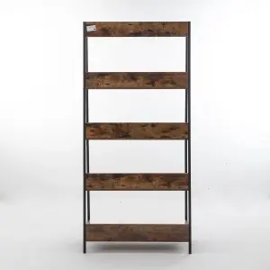 WestWood Bookcase Ladder Design 4 Tiers Storage Office Home Decor Brown Big Size