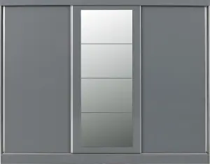 Nevada 3 Door Sliding Wardrobe in Grey Gloss Finish