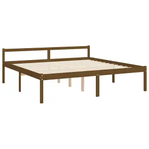 Berkfield Bed Frame with Headboard Honey Brown 200x200 cm Solid Wood