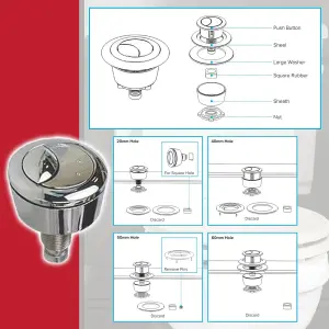 SPARES2GO Universal Dual Flush Toilet Valve 1.5" 2" WC Cistern Push Button Lever Handle Kit