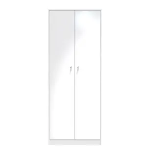 Taunton 2 Door Wardrobe in White Gloss (Ready Assembled)