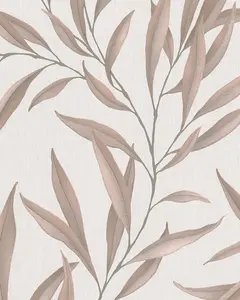 Galerie Avalon Off White Copper Large Leaf Trail Embossed Wallpaper