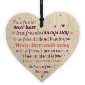 Red Ocean True Friends Best Friend Friendship Sign Handmade Wooden Heart Plaque Birthday Thank You Gift