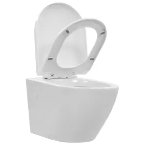 Berkfield Wall Hung Rimless Toilet Ceramic White