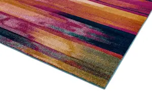 Stripe Multi Funky Modern Jute Backing Rug for Living Room Bedroom and Dining Room-200cm X 290cm