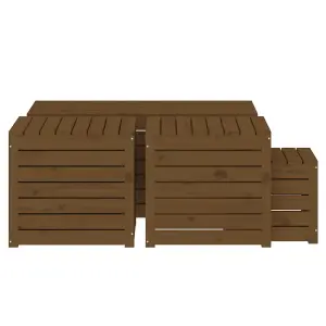 Berkfield 4 Piece Garden Box Set Honey Brown Solid Wood Pine