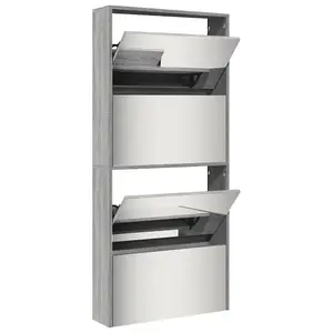 Shoe Cabinet with Mirror 4-Layer Grey Sonoma 63x17x134 cm