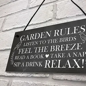 Red Ocean Garden Rules Sign Garden Signs Outside Hanging Summer House Sign Shed Sign Friendship Gift For Him Her