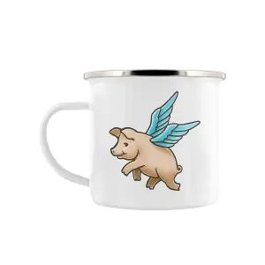 Grindstore Flying Pigs Enamel Mug White (One Size)