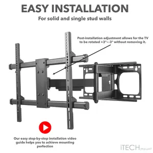 iTech Mount 37" to 80" Full Motion Heavy Duty Double Arm TV Wall Mount Bracket