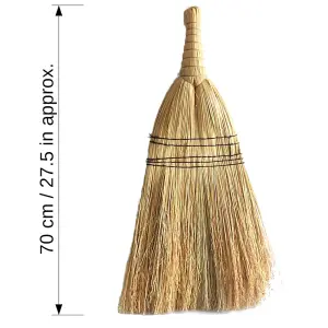 Traditional Rice Straw Broom 70 cm / 27.5" Hand Brush Natural Garden Yard Stable Sweeping American Style Brush