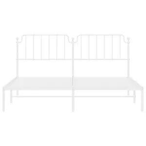 Berkfield Metal Bed Frame without Mattress with Headboard White 180x200cm