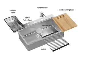 Quadron Burt 110 Kitchen Workstation Sink, Stainless Steel