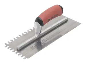 Marshalltown 10mm Stainless Steel Square Notched Trowel with DuraSoft Handle for Precision Adhesive Application