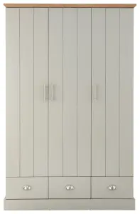 GFW Kendal 3 Door 3 Drawer Wardrobe Grey