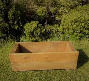 Wooden Garden Planter Box Pot Tan BrownTrough 600mm