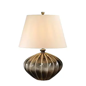 Luminosa Rib Pumpkin 1 Light Table Lamp - Brown, Black Finish, E27