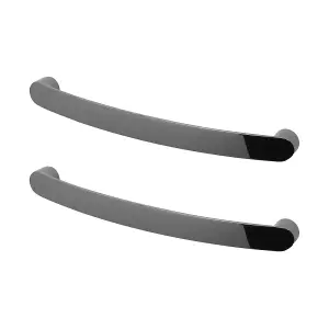 DecorAndDecor - MERLE Polished Nickel Black Bow Kitchen Cabinet Drawer Cupboard Drawer Furniture Pull Door Handles - 160mm - Pair