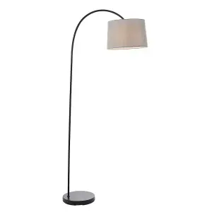 Luminosa Carlson 1 Light Floor Light Matt Black & Light Grey Cotton Mix, E27