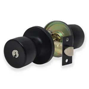 XFORT Tulip Entrance Knob Set Matt Black, Door Knob with Lock