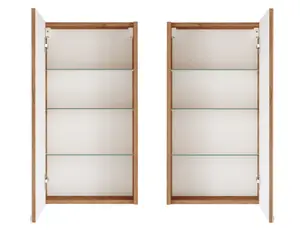 Bathroom Mirror Cabinet Mirrored Wall Unit 400 Slimline Cupboard Oak Finish Avir