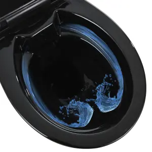 Berkfield High Rimless Toilet Soft Close 7 cm Higher Ceramic Black