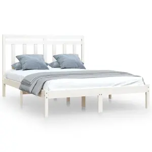 Berkfield Bed Frame White Solid Wood 120x200 cm