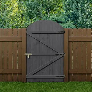 Grey Semi Braced Arch Top Strong Wooden Garden Gate with  Latch H 150 cm x W 90cm