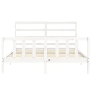 Berkfield Bed Frame with Headboard White 160x200 cm Solid Wood