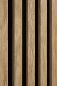 Acoustic Decorative Timber Slat Wall Panel - Oak Natural - 2400mm x 600mm