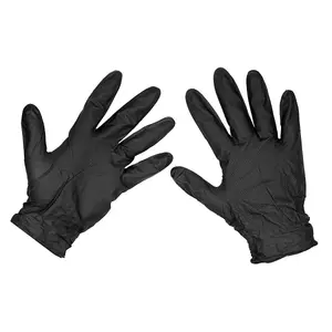 Sealey Black Diamond Grip Extra-Thick Nitrile Powder-Free Gloves Large - Pack of 50 SSP57L