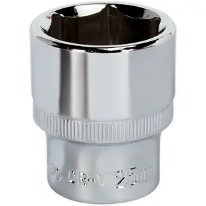 25mm Polished Chrome Vanadium Drive Socket - Durable Forged Steel 1/2" Square Drive Tool