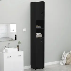 Berkfield Bathroom Cabinet Black 32x25.5x190 cm Engineered Wood