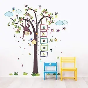 Walplus Combo Kids Nursery Monkey Height Measure Wall Sticker - Walplus Alphabet PVC