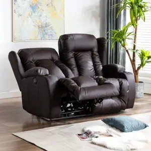 Caesar Electric High Back Luxury Bond Grade Leather Recliner 2 Seater Sofa (Brown)