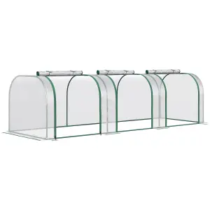 Outsunny Tunnel Greenhouse Steel Frame for Garden w/ Zipper Doors