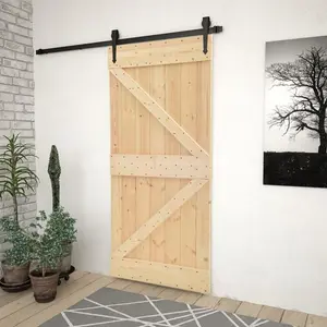 Jaliyah Solid Pine Sliding Door Unfinished 210cm H x 100cm W x 3.6cm D