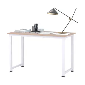 HOMCOM Computer Desk Dining Table Writing Table with Metal Frame, White