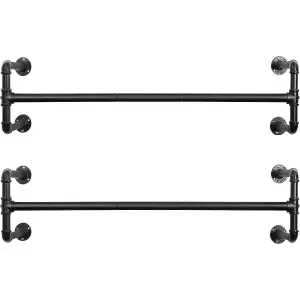 Wall-Mounted Clothes Rack, Set of 2, Industrial Pipe Clothes Hanging Bar, Space-Saving, Each Holds up to 60 kg