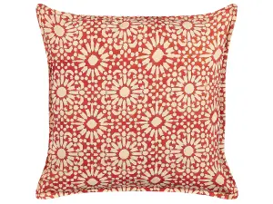 Throw Cushion CEIBA Cotton 45 x 45 cm Geometric Block-Printing Red