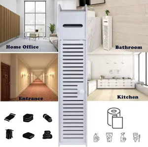 Waterproof Bathroom Cabinets Tall Slim Bathroom Storage Unit Bathroom Cabinets Freestanding, White 1 Drawers Home Toilet Cupboard