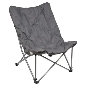 URBNLIVING 90cm Height Padded Portable Lightweight Folding Oversized Camping Chair & Bag Shoulder Strap Grey